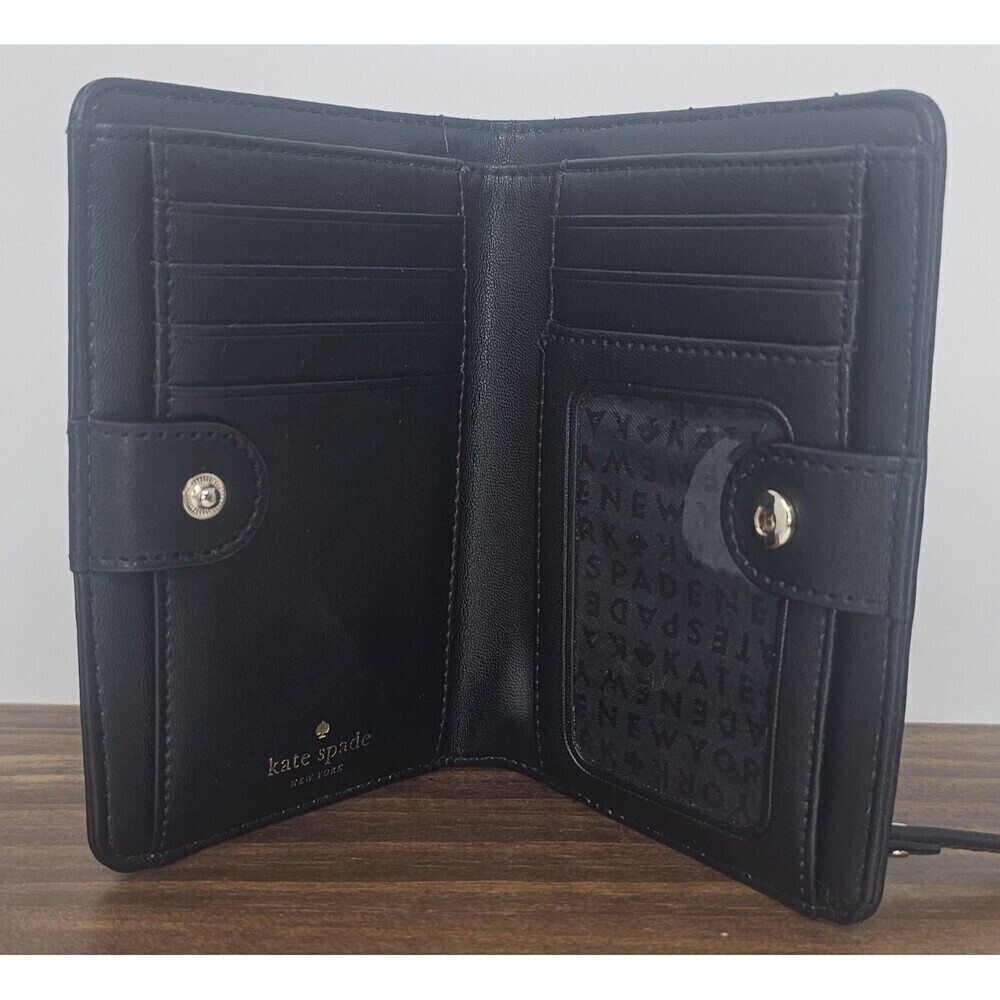 Kate Spade Grove Street Tellie Bifold Black Leather Wallet 5x3.5" - Picture 7 of 16